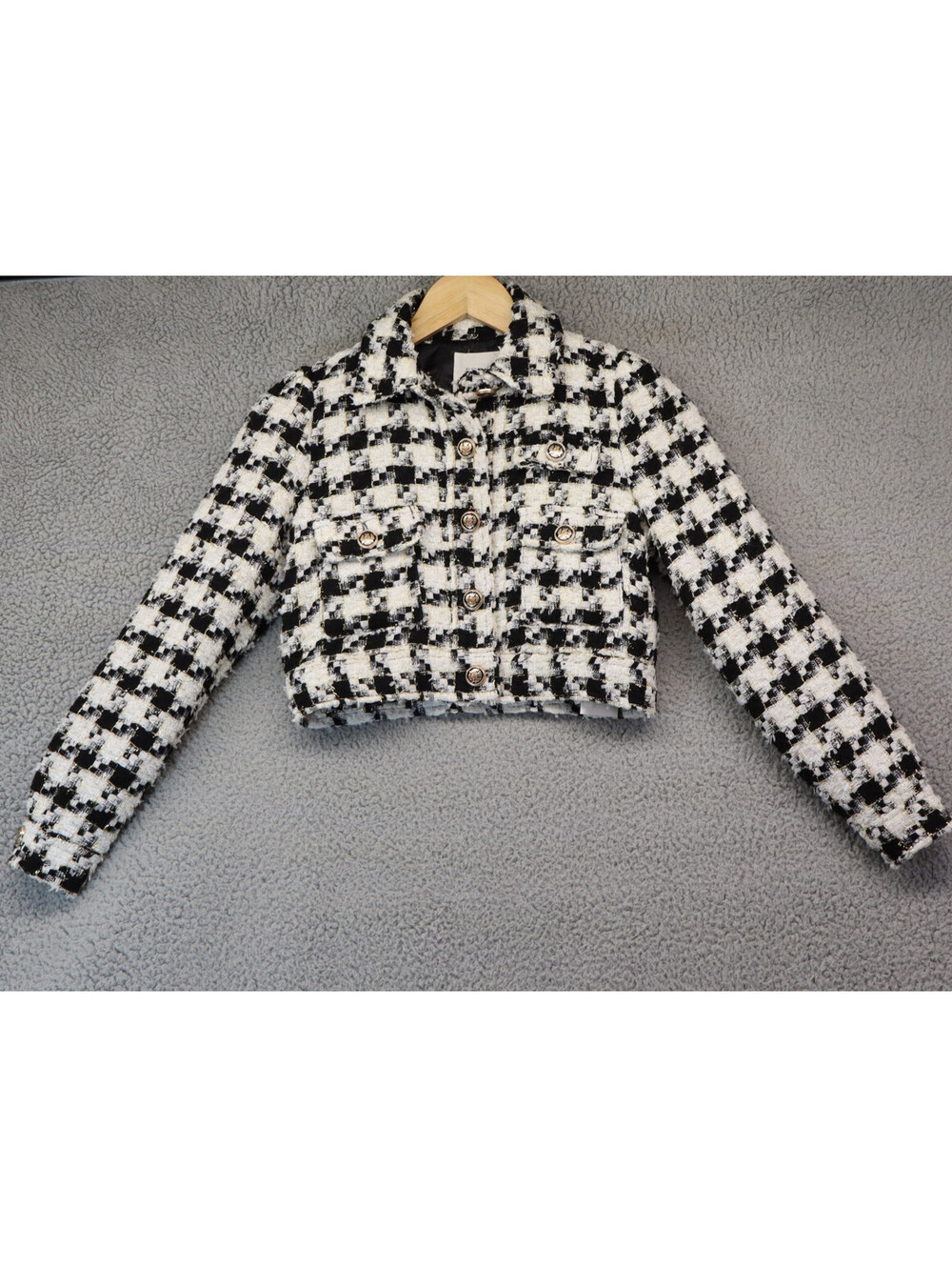 Houndstooth Jacket Youth Medium Designer Boucle Blazer